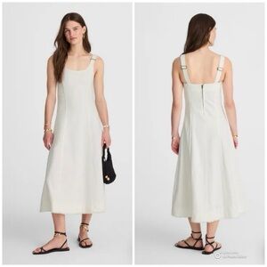 Madewell Denim Scoopneck Midi Dress in Pure White Wash Size XXS NWT